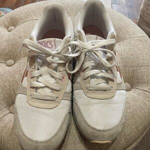 ASICS White and Light Pink Athletic Shoes